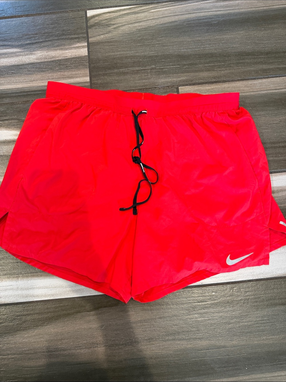 Nike Women's Bright Red Athletic Running Shorts with Swoosh